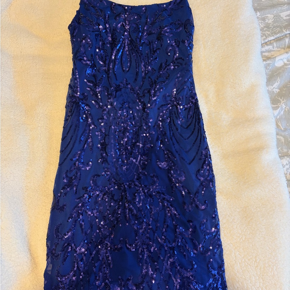 Elegant Blue Sequin Mini Dress